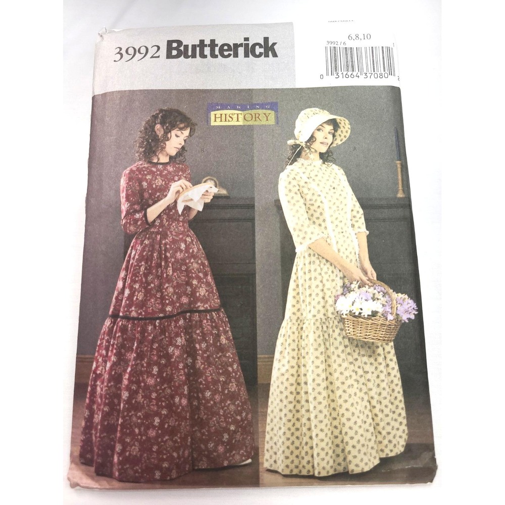Butterick Sewing Pattern 3992 Making History Misses Prairie Dress 6-8-10 UC/FF